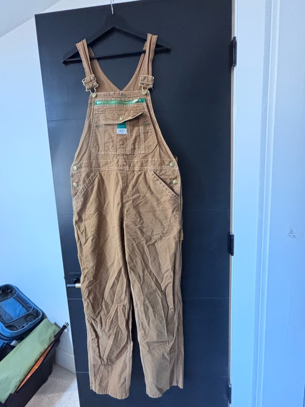 liberty Brown Workwear Canvas Overalls with Green Trim